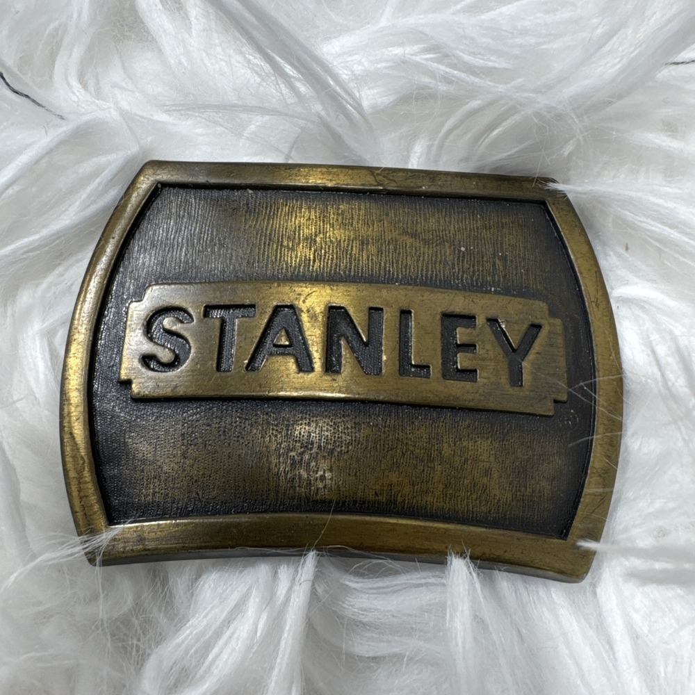 Vintage 1978 Stanley Works‎ Tool Advertising Brass Belt Buckle MADE IN USA Rare